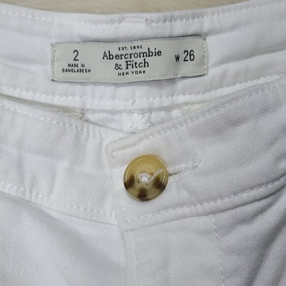 Abercrombie & Fitch Solid White Chino Shorts Size 2/26 Casual Preppy A+F - Picture 5 of 8